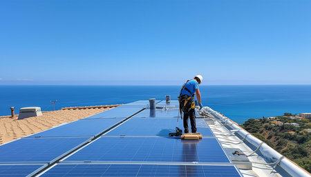 Worker cleaning solar panels ACTIVITY DAY