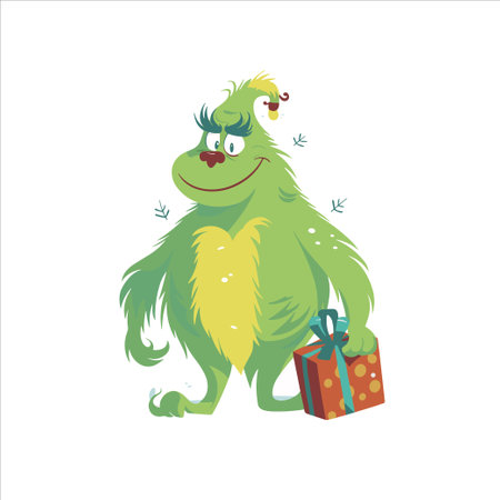 BIG GRINCH MONSTER YETI LOOK FORWARD CARTOONのイラスト素材