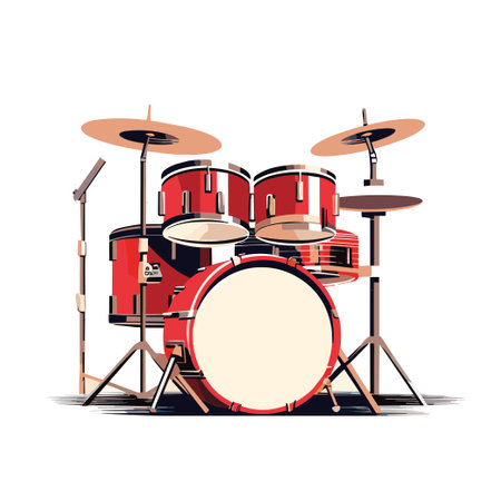 drum set music tools flat vector illustrationのイラスト素材