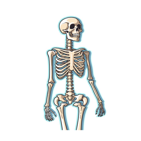 HUMAN SKULL HALF BODY ANATOMY VECTOR ILLUSTRATION