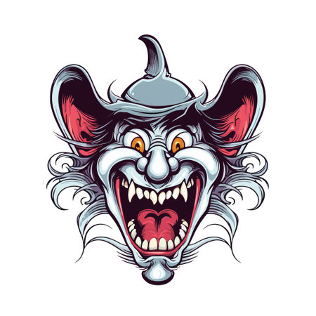 smile rat monster face logo illustration cartoonのイラスト素材