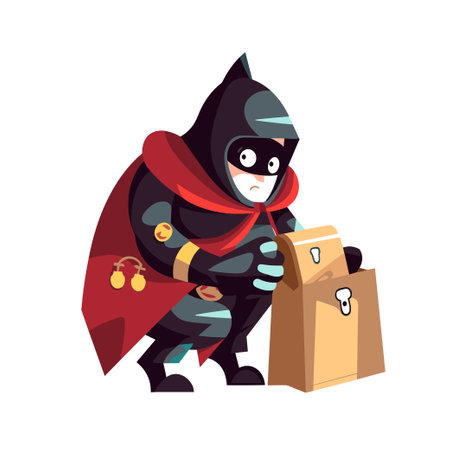 character thief walking carefully, bandit carries sackのイラスト素材