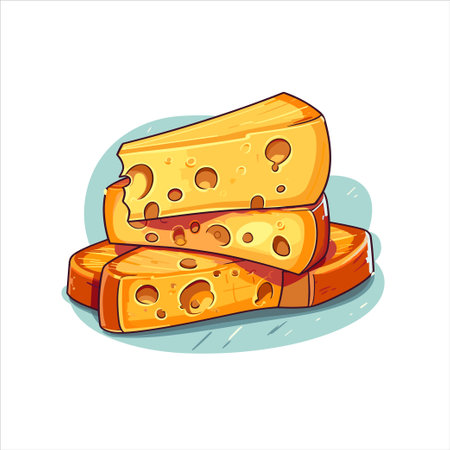cheese slice yellow sticker food element vectorのイラスト素材
