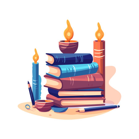stack of books element illustration cartoon artのイラスト素材