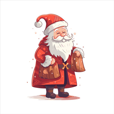 Old Santa is carrying a bag of food illustrationのイラスト素材
