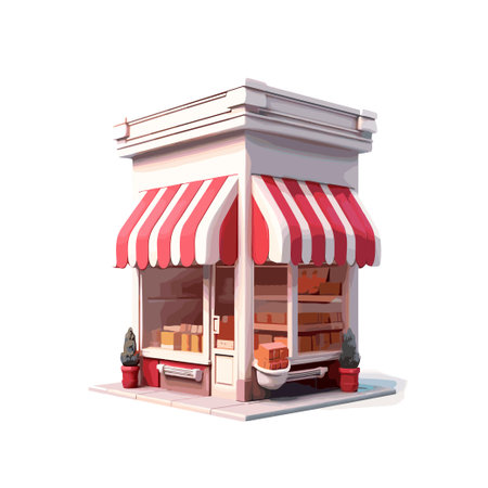 Exterior of a new shopping center building vector realisticのイラスト素材