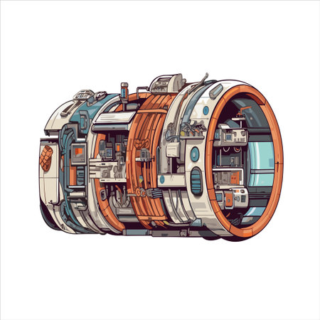 space SHIP CARGO LAUNCHPAD EXPLORATION ILLUSTRATIONのイラスト素材