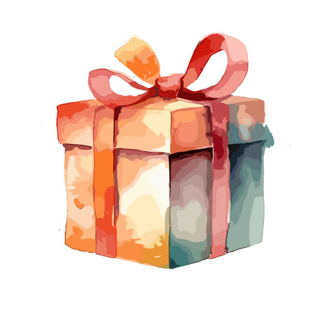 watercolor gift box vintage element hand drawn illustrationのイラスト素材