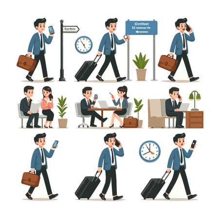 busy job office work hour character vector people staffのイラスト素材