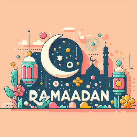 Ramadan Kareem poster holiday social media postのイラスト素材