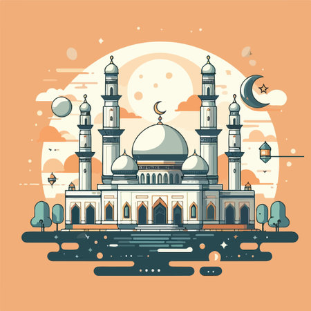 welcome ramadan flyer poster doodle text typography artのイラスト素材