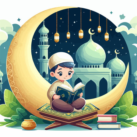 welcome ramadan flyer poster doodle text typography artのイラスト素材