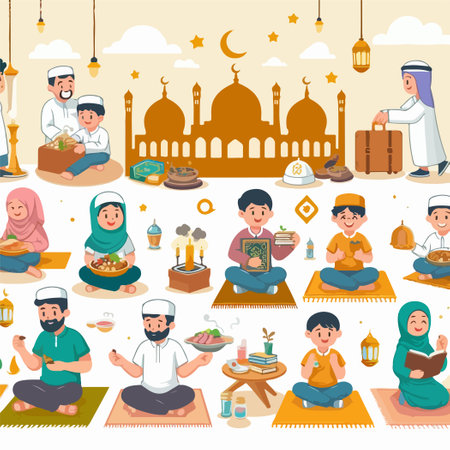 islamic background template layout vectorのイラスト素材
