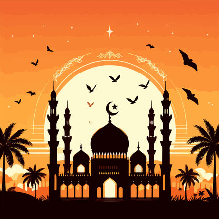 people praying before Suhoor or Pre dawn mealのイラスト素材