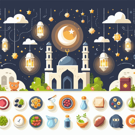 ramadan spirit illustration graphic art elementのイラスト素材