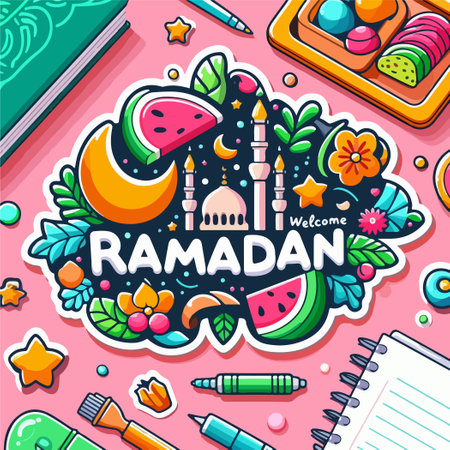 The Joy of Giving Charity during Ramadan poster template printのイラスト素材