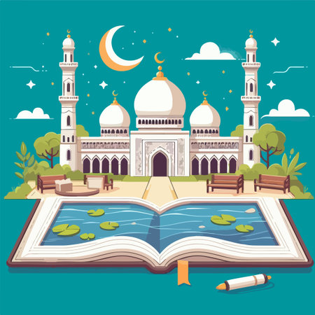 Fasting and Faith Embracing the Spirit of Ramadan decorationのイラスト素材