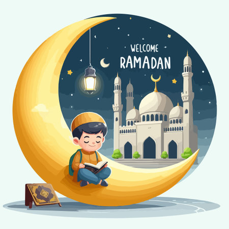Ramadan Nights Seeking Laylat al Qadr VECTOR AND MOSQUEのイラスト素材