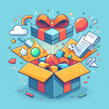 open box. Graphic elements posters and banners for website Lottery gift illustrationのイラスト素材