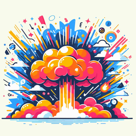 EXPLODE BOM EFFECT CARTOON STYLE ILLUSTRATION