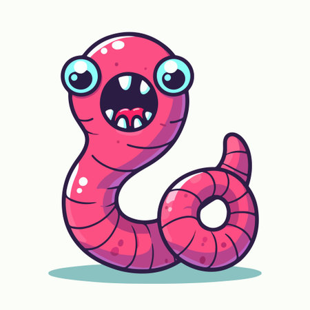 earth worm monster character clip art illustrationのイラスト素材
