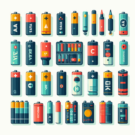 set lithium Battery electricity chargeのイラスト素材
