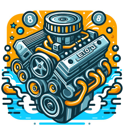 cartoon doodle engine inside car vector minimalist