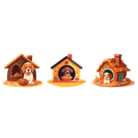 Cartoon dog house flat vector illustration vectorのイラスト素材