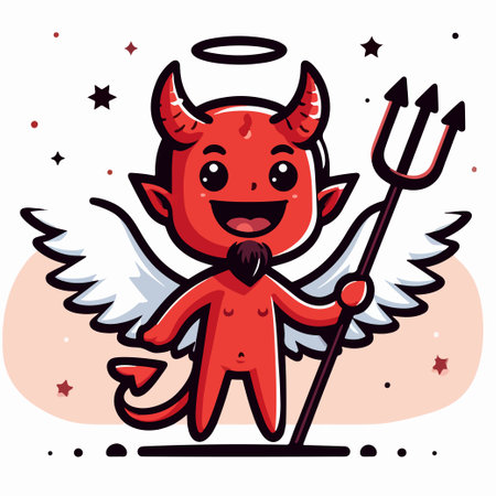 cartoon little devil kid red vector element