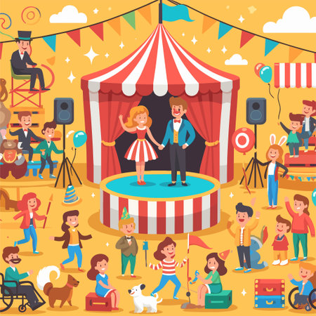 circus tent flat vector element decoration bannerのイラスト素材