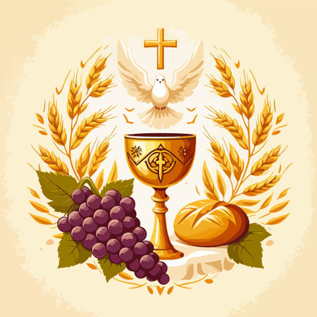 sacrament of baptism invitation card banner posterのイラスト素材