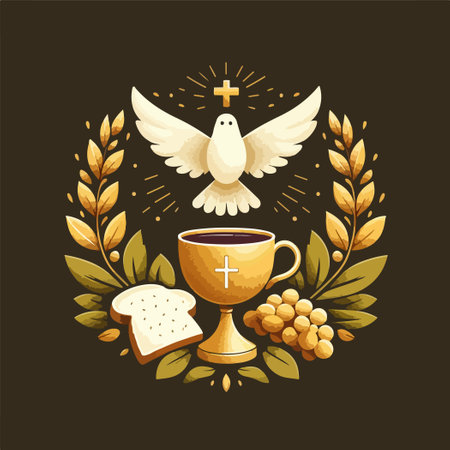 FREEDOM OF DOVE CHRISTIANITY LOGO EUCHARIST VECTORのイラスト素材