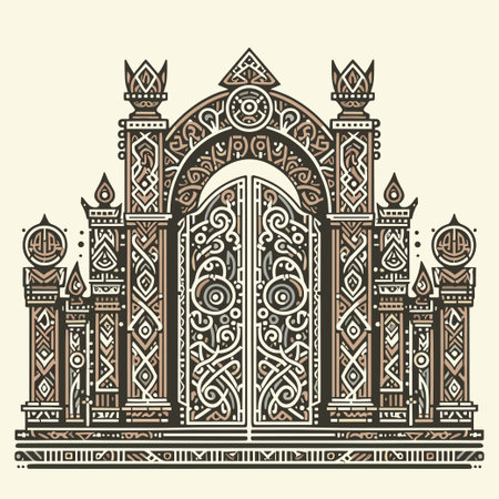 medieval vintage gate intricate detail engraving decorationのイラスト素材