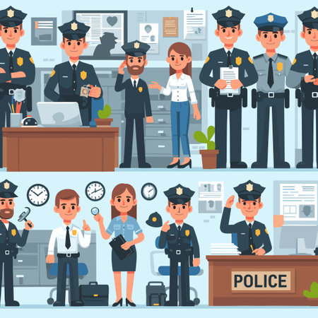 officer police on duty job cartoon characterのイラスト素材