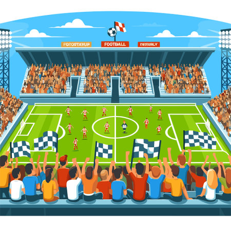 people at a soccer stadium Football stadium Soccer arena cartoon illustrationのイラスト素材