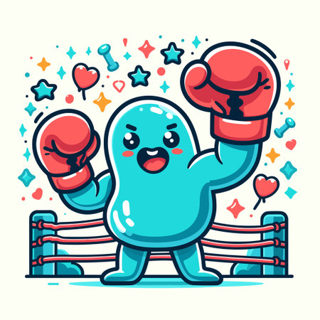 mascot cartoon of boxing fight logo teamのイラスト素材