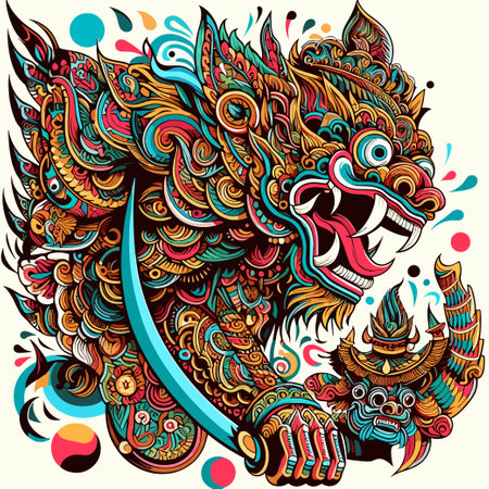 artwork engraving dragon tattoo color full illustrationのイラスト素材