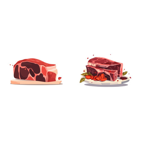 raw meat beef slice vector food productのイラスト素材