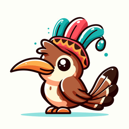 cartoon character bird brown sticker elementのイラスト素材