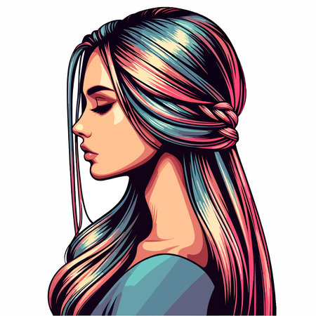 side view pop art beauty women logoのイラスト素材