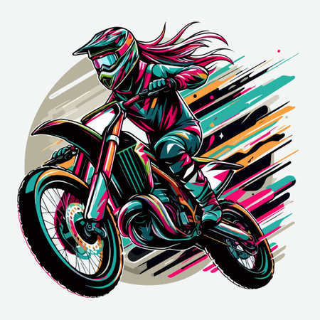 Motocross rider drive on roads full of dirt logoのイラスト素材