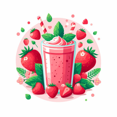smoothie strawberry cartoon vector logo businessのイラスト素材