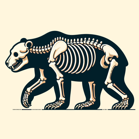 skeleton of bear skull Halloween sticker templateのイラスト素材