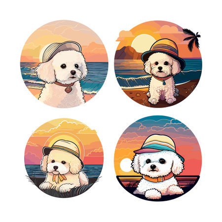 dog wear floppy hat set sticker clip artのイラスト素材