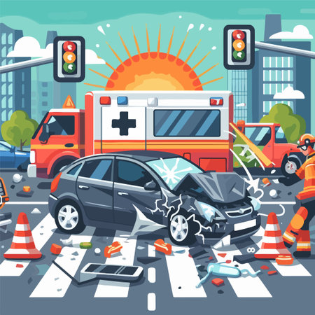 illustrative scenario of a car accident poster educationのイラスト素材