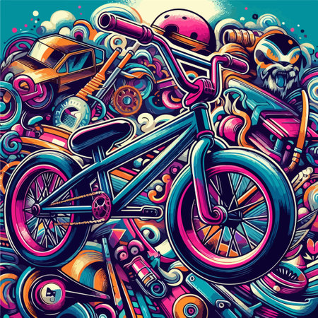 bmx bike ride pop art poster bannerのイラスト素材