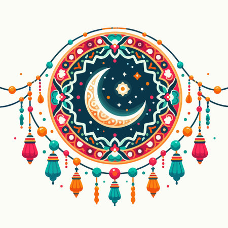 islamic ornament hanging garland holy month stickerのイラスト素材