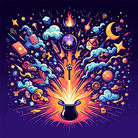 magic chat effect explode poster template magician show illustrationのイラスト素材