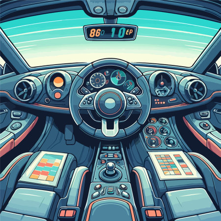 Driving car safety concept inside dashboard vehicle illustrationのイラスト素材