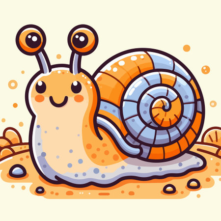 cartoon snail alphabet education for kid sticker elementのイラスト素材